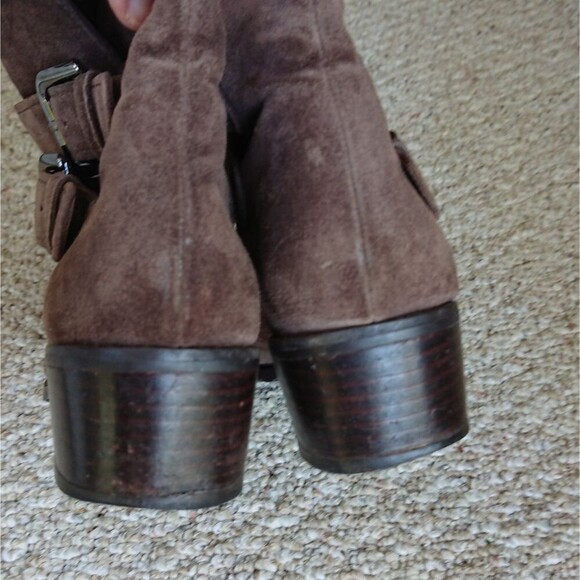 Stuart Weizman leather Eastside double strap moto suede Brown boots size 8.5 - Picture 5 of 10
